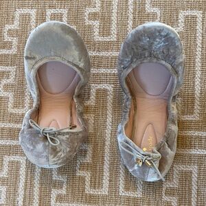 Kate Spade Velvet Kids Slippers in Gray